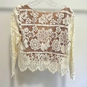 Cream Lace long sleeved Top